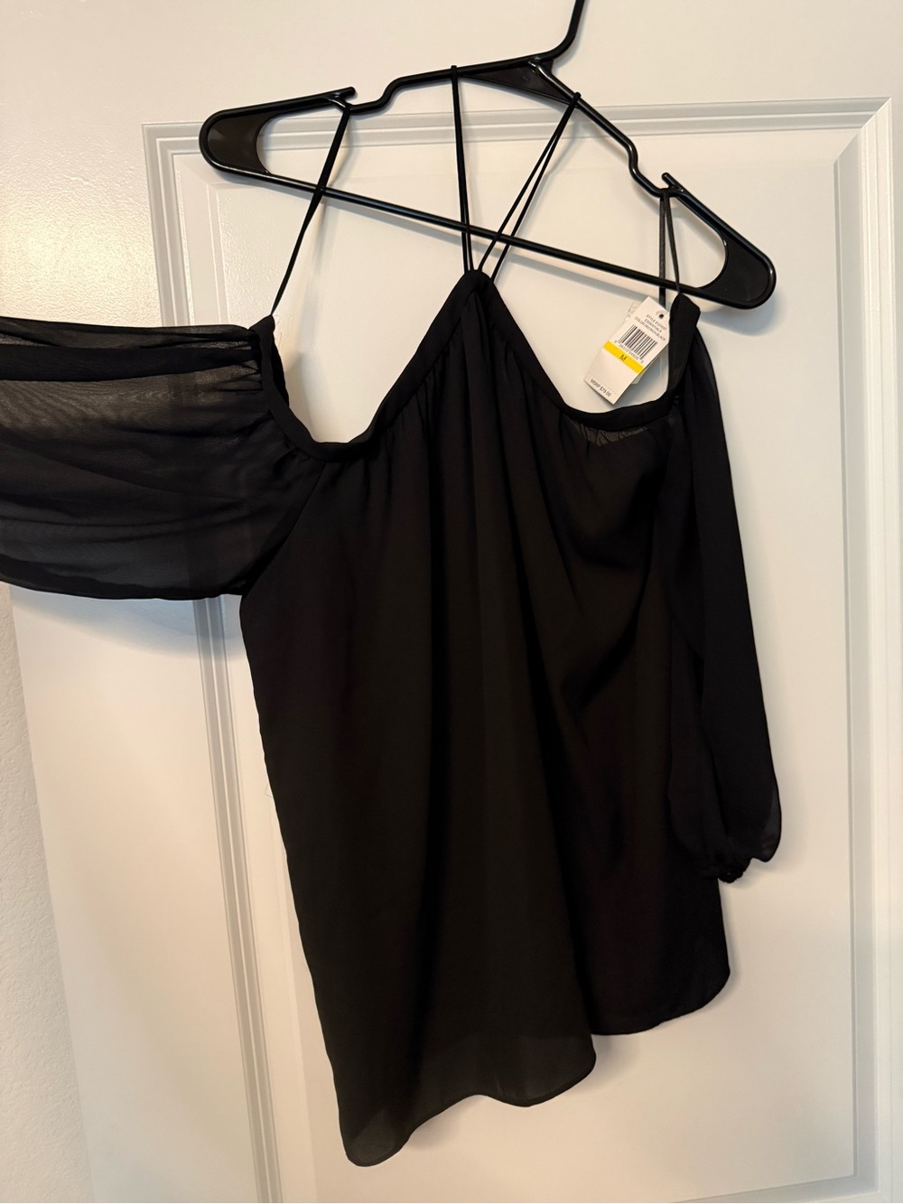 1. State Black Off-Shoulder Chiffon Blouse